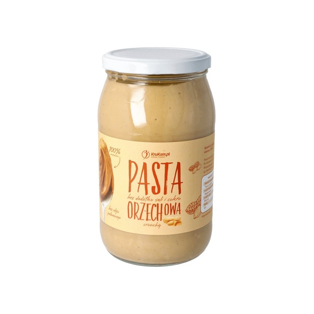 Pasta Orzechowa 100% crunchy naturalna - Masło orzechowe Bez Cukru 900 g - Krukam